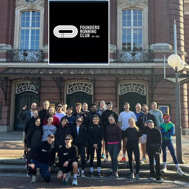 Founders Running Club Members and Logo