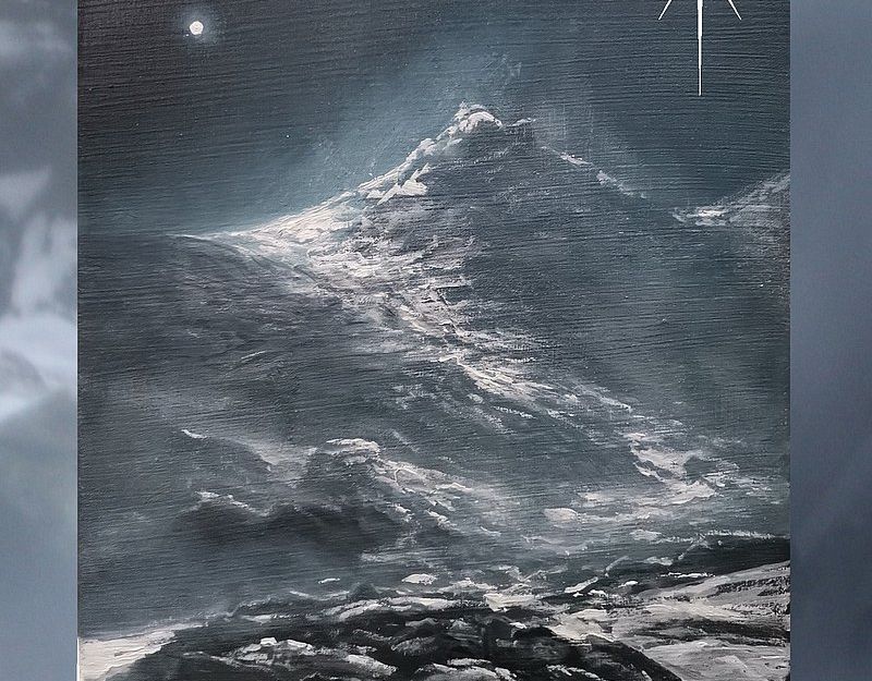 Poster für das Event 'In The Grip Of Doom' mit einem düsteren Bergbild und Eventdaten für Würzburg und Hamburg.