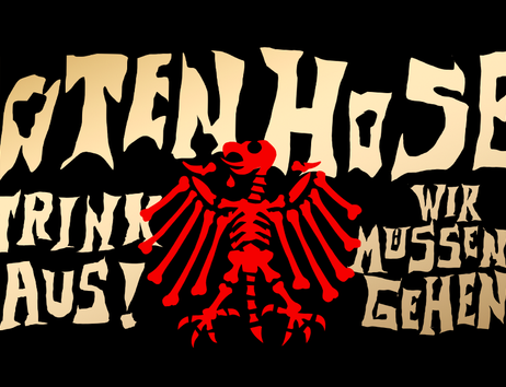 Logo der Band Die Toten Hosen mit Tourdaten und einem roten Skelettadler.