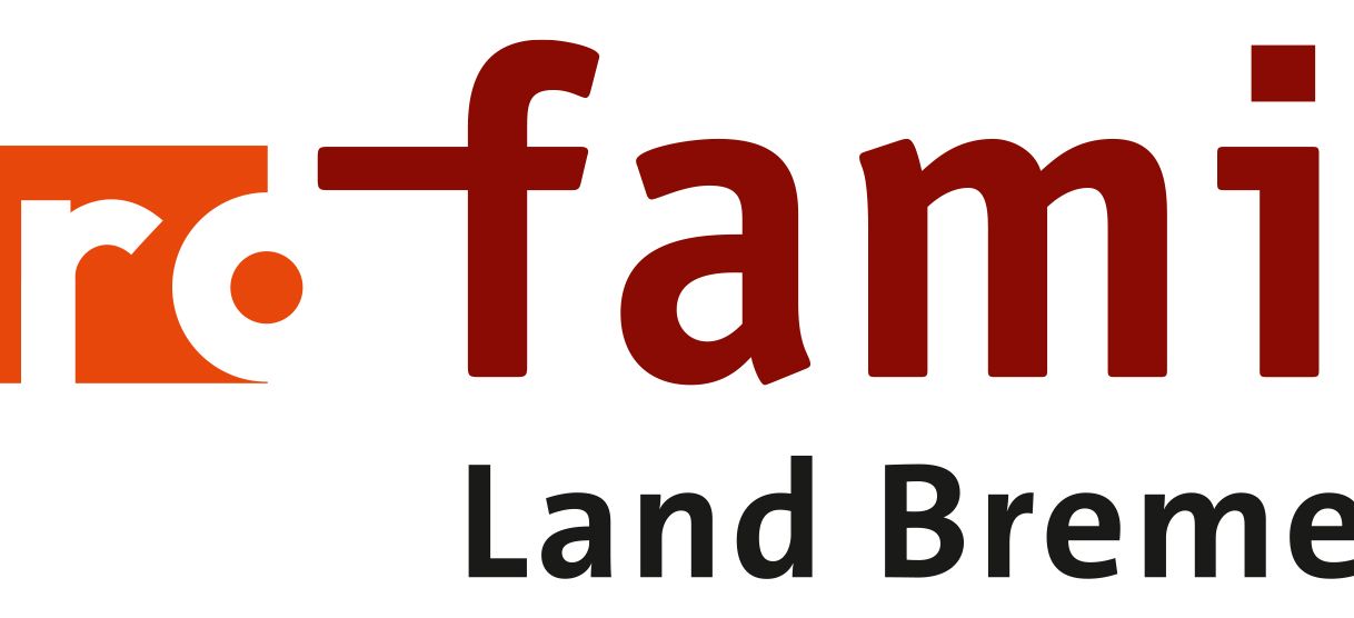 Logo von pro familia Land Bremen mit orange-rotem Design.