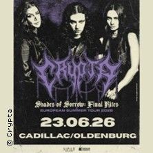 Poster der Band Crypta für die Shades of Sorrow: Final Rites Tour 2026 in Oldenburg.