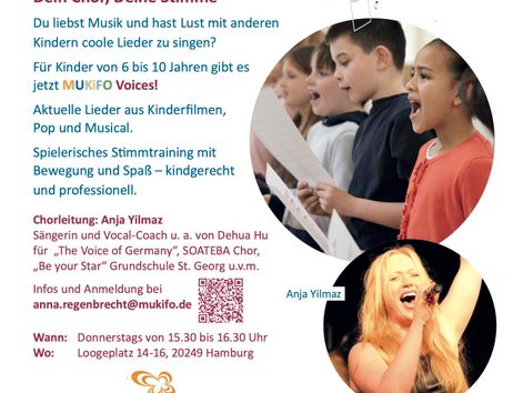 MUKiFO Voces, unser Chor für Kinder im Grundschulalter, immer Donnerstag von 16 bis 17 Uhr
