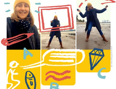 Die Illustratorin- und Sketchnote-Trainerin Judith Ganer an der Elbe, in Hamburg
