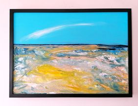 Dänische Landschaft in Blau und Gelb