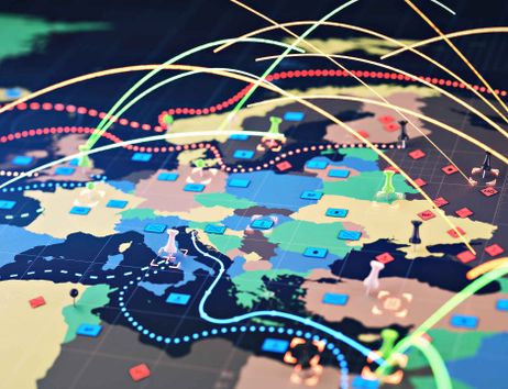 Landkarte Europas mit strategischen Motiven