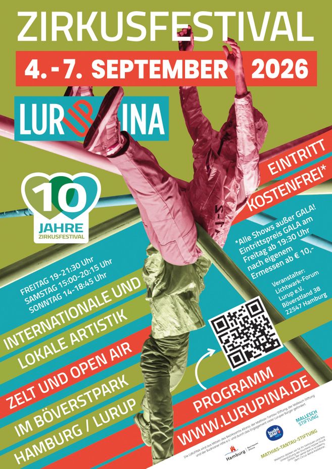 Zirkusfestival Plakat zeigt eine akrobatische Person in einer Zirkusaufführung