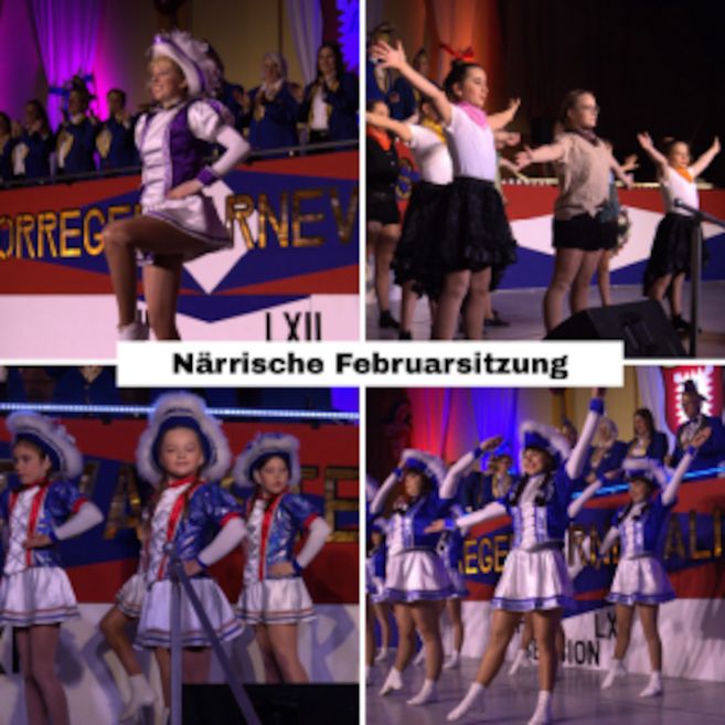 Collage von Tänzern in Karnevalskostümen bei einer Veranstaltung.