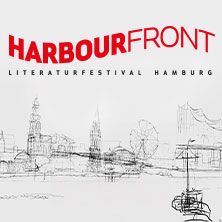 Logo des Harbour Front Literaturfestivals Hamburg mit skizzierter Stadtsilhouette.