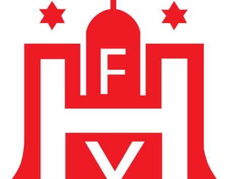 Logo des Hamburger Fußball-Verbandes in Rot und Weiß.