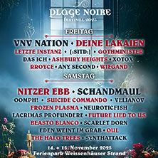 Poster für das Plage Noire Festival 2025 mit Bandnamen und Datum.