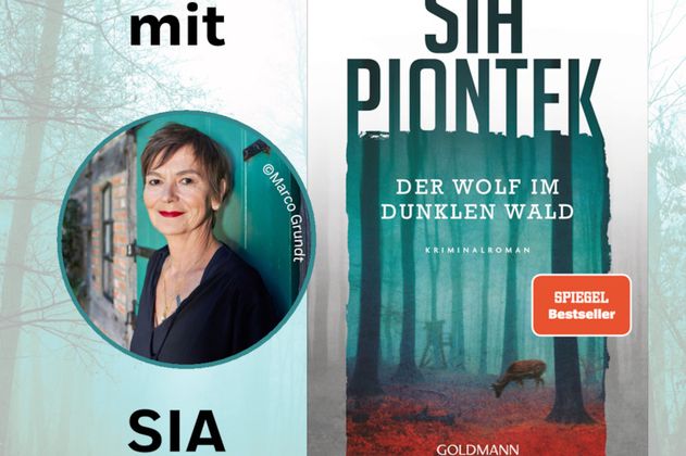 Buchcover von 'Der Wolf im dunklen Wald' mit Foto von Sia Piontek.