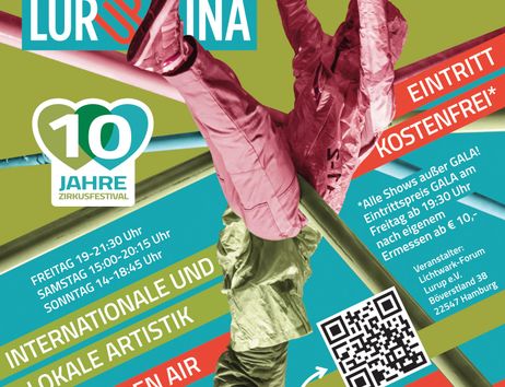 Zirkusfestival Plakat zeigt eine akrobatische Person in einer Zirkusaufführung