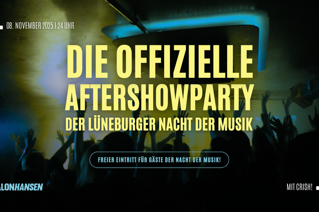 Gelbe Schrift vor tanzender Menge