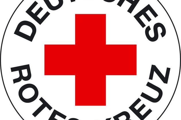 Logo des Deutschen Roten Kreuzes mit rotem Kreuz in der Mitte.