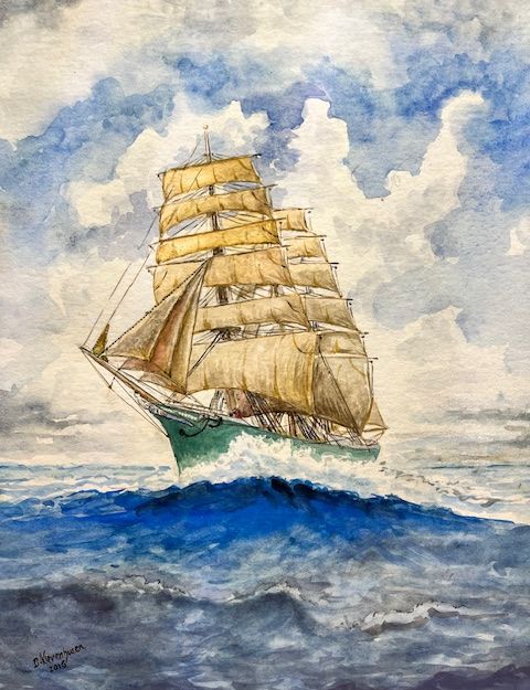 Ein Segelschiff auf hoher See