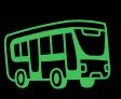 Grünes Bussymbol auf schwarzem Hintergrund.