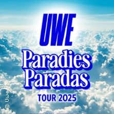 Poster der Uwe Paradies Paradas Tour 2025 mit Wolkenhintergrund.