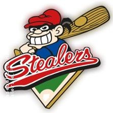 Logo der Stealers mit einem Cartoon-Charakter, der einen Baseballschläger hält.