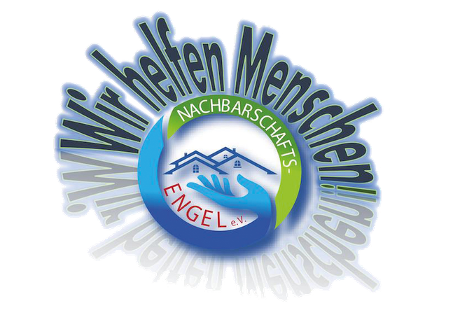 Logo des Nachbarschafts-Engel e.V. mit dem Slogan 'Wir helfen Menschen'.