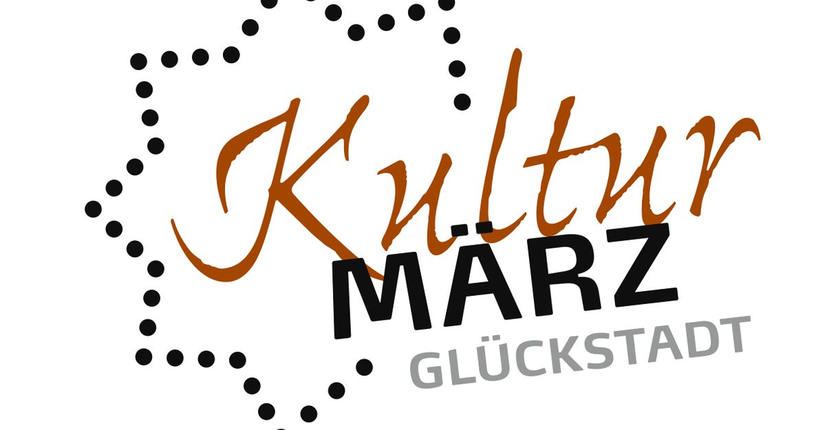 Logo von KulturMärz Glückstadt mit stilisiertem Schriftzug und gepunktetem Muster.