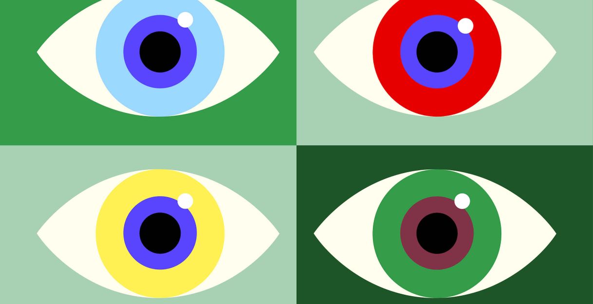 Grafik mit viert Augen auf grünem Grund