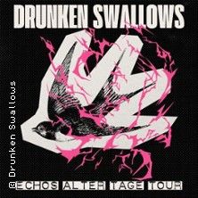 Cover der Band Drunken Swallows mit Schwalbe und pinken Blitzen.