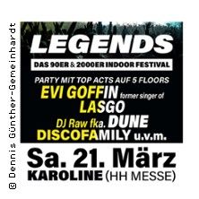 Werbung für das Legends Indoor Festival mit Acts aus den 90er und 2000er Jahren.