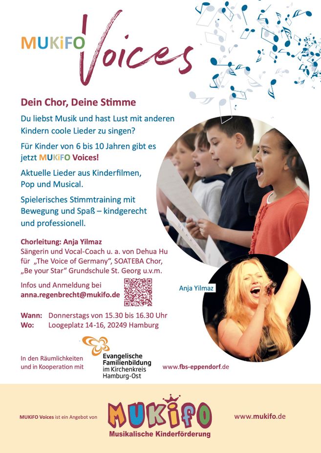 MUKiFO Voces, unser Chor für Kinder im Grundschulalter, immer Donnerstag von 16 bis 17 Uhr