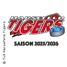 Logo der TuS Harsefeld Tigers mit einem Puck und der Aufschrift 'Saison 2025/2026'.