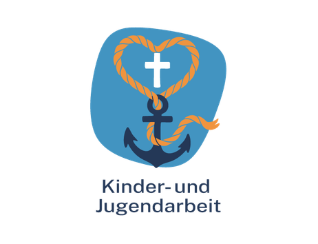 Logo der Kinder- und Jugendarbeit mit Anker, Herz aus Seil und Kreuz.