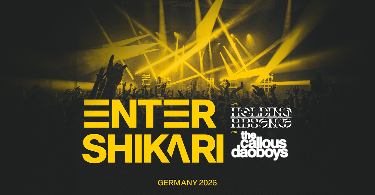 Konzertplakat für Enter Shikari mit Support von Holding Absence und The Callous Daoboys in Deutschland 2026.