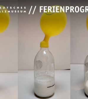 Experiment mit einer Flasche, deren Öffnung mit einem Luftballon abgeschlossen ist und der sich aufbläst.