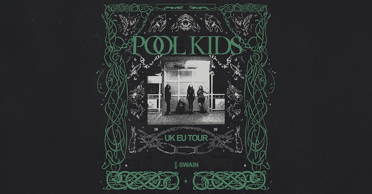 Poster der Band Pool Kids für ihre UK EU Tour mit Swain.