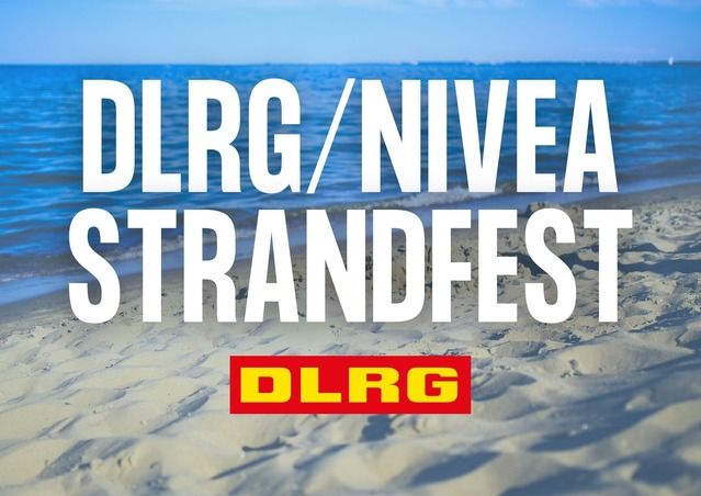 Strand mit DLRG-Logo und Schriftzug 'DLRG/NIVEA Strandfest'.