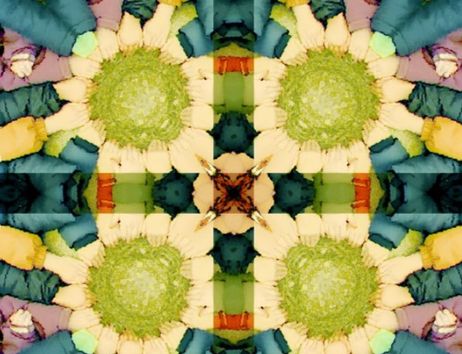 Kaleidoskopische Darstellung von Händen, die einen Kreis bilden.