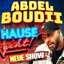 Werbung für Abdel Boudiis neue Show mit dem Titel 'Hause geht!'.