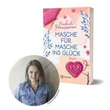 Buchcover von 'Masche für Masche ins Glück' mit Foto einer Frau.