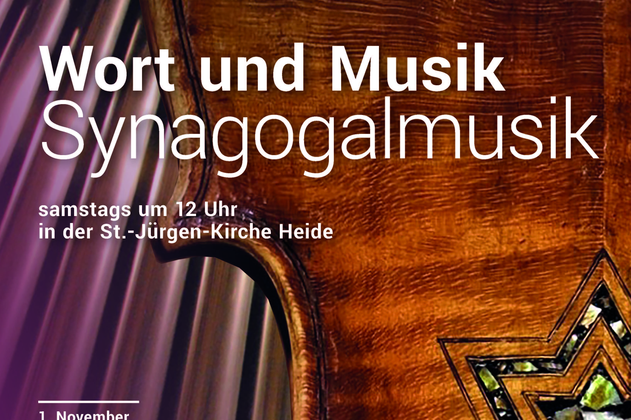 Plakat für eine Veranstaltung mit Synagogalmusik in der St.-Jürgen-Kirche Heide.