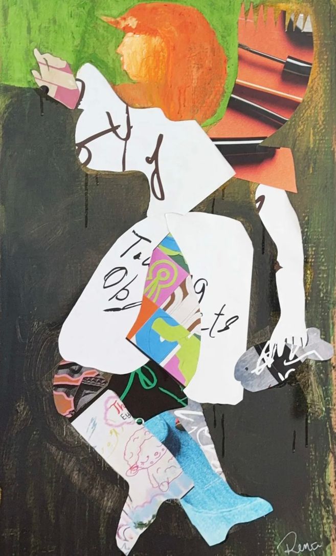Farbenfrohe Scherenschnitt-Collage