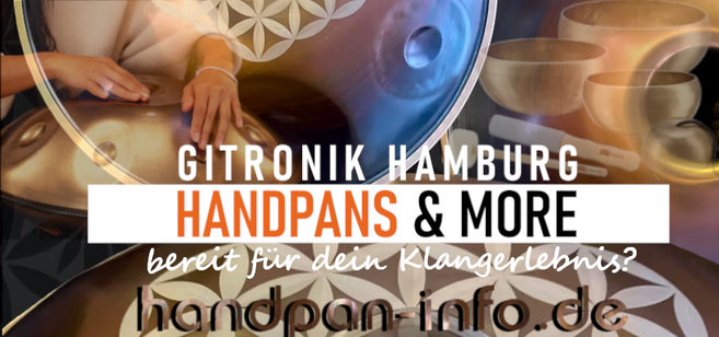 jemand spielt handpan bild mit handpan und klangschalen
