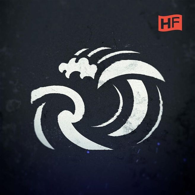 Logo mit stilisierten Wellen und einem roten HF-Emblem in der Ecke.