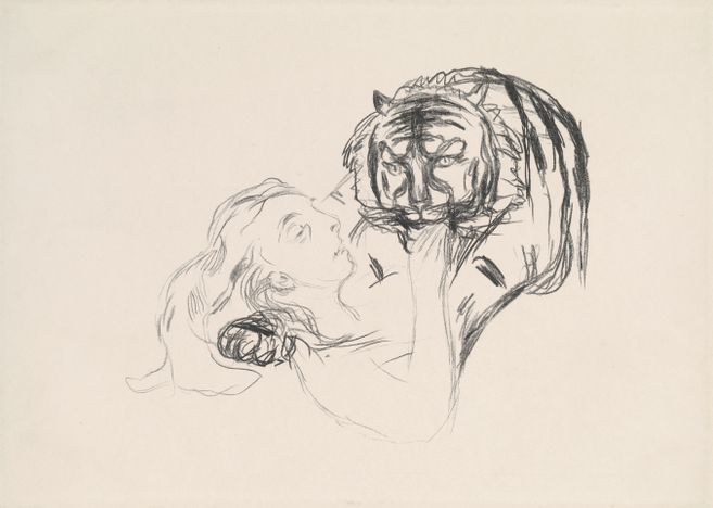 Edvard Munch (1863–1944), Der Tiger, 1909, Aus der Serie: Alpha und Omega, Hamburger Kunsthalle, Kupferstichkabinett © Hamburger Kunsthalle / bpk, Foto: Christoph Irrgang