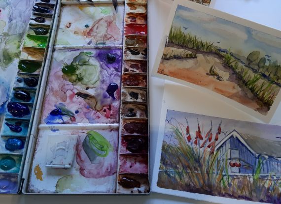 Kreative Auszeit und Urlaubserinnerungen im Aquarell festhalten., © Susanne Cromwell
