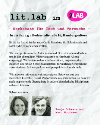 lit.lab im fuxlab, Werkstatt für Text und Versuche, © Tanja Schwarz, Marc Wortmann