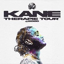 Poster der Kane Therapie Tour 2026 mit einem künstlerischen Porträt eines Mannes in Seitenansicht.