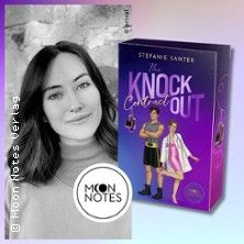 Cover des Buches 'The Knockout Contract' von Stefanie Santer mit einer Frau daneben.