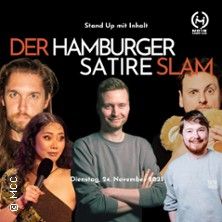 Plakat für den Hamburger Satire Slam mit mehreren Comedians.
