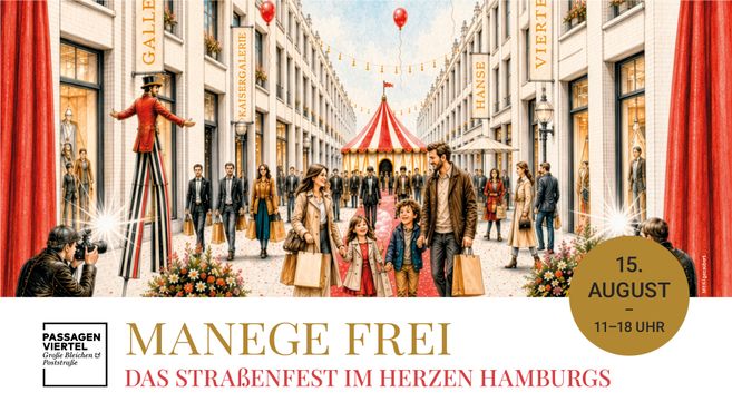 Zirkuswelt im Passagenviertel mit Datum und Uhrzeit