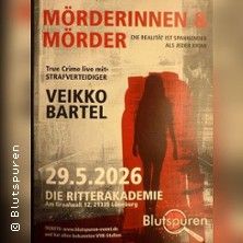 Plakat für eine True-Crime-Veranstaltung mit Veikko Bartel am 29. Mai 2026 in der Ritterakademie.