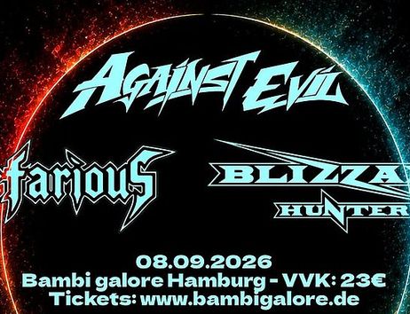 Bambi Konzert am 08.09.2026 von Blizzard Hunter, Against Evil, Nefarious.